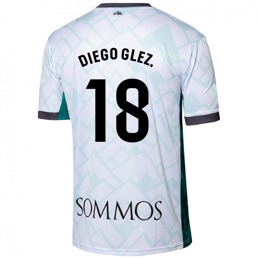 Bambino Maglia Diego González #18 Bianco Verde Kit Gara Away 2024/25 Maglietta