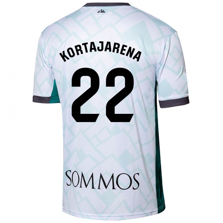 Bambino Maglia Iker Kortajarena #22 Bianco Verde Kit Gara Away 2024/25 Maglietta