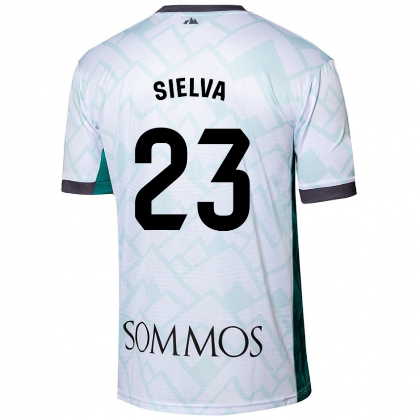 Bambino Maglia Óscar Sielva #23 Bianco Verde Kit Gara Away 2024/25 Maglietta