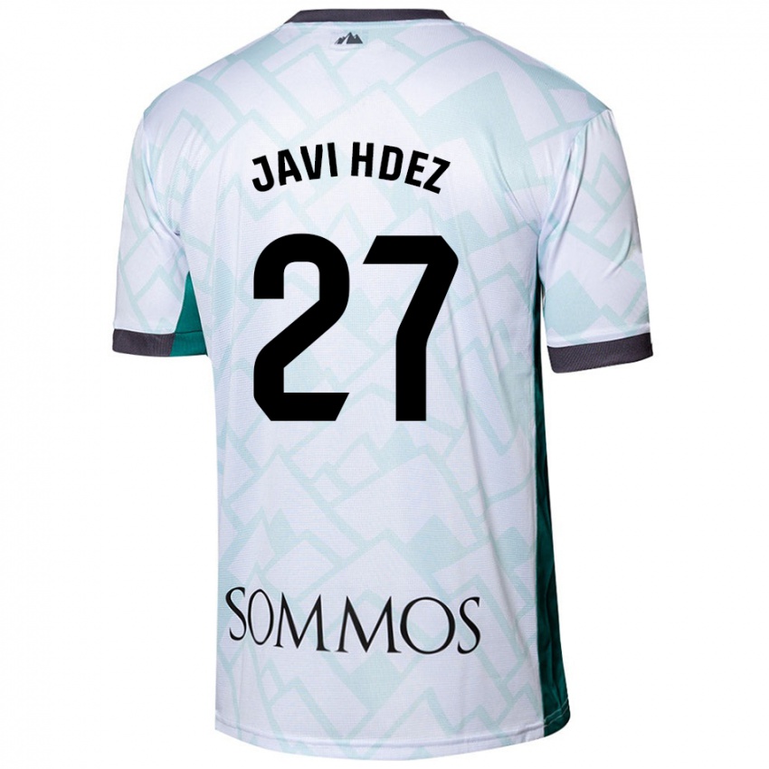 Bambino Maglia Javi Hernández #27 Bianco Verde Kit Gara Away 2024/25 Maglietta