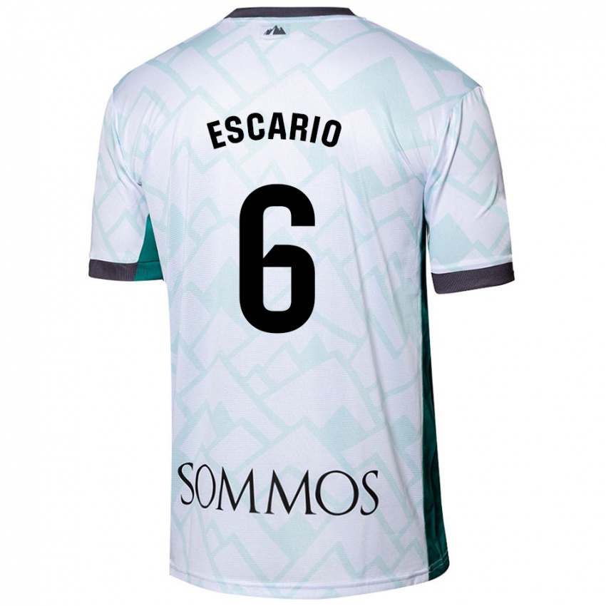 Bambino Maglia Jaime Escario #6 Bianco Verde Kit Gara Away 2024/25 Maglietta