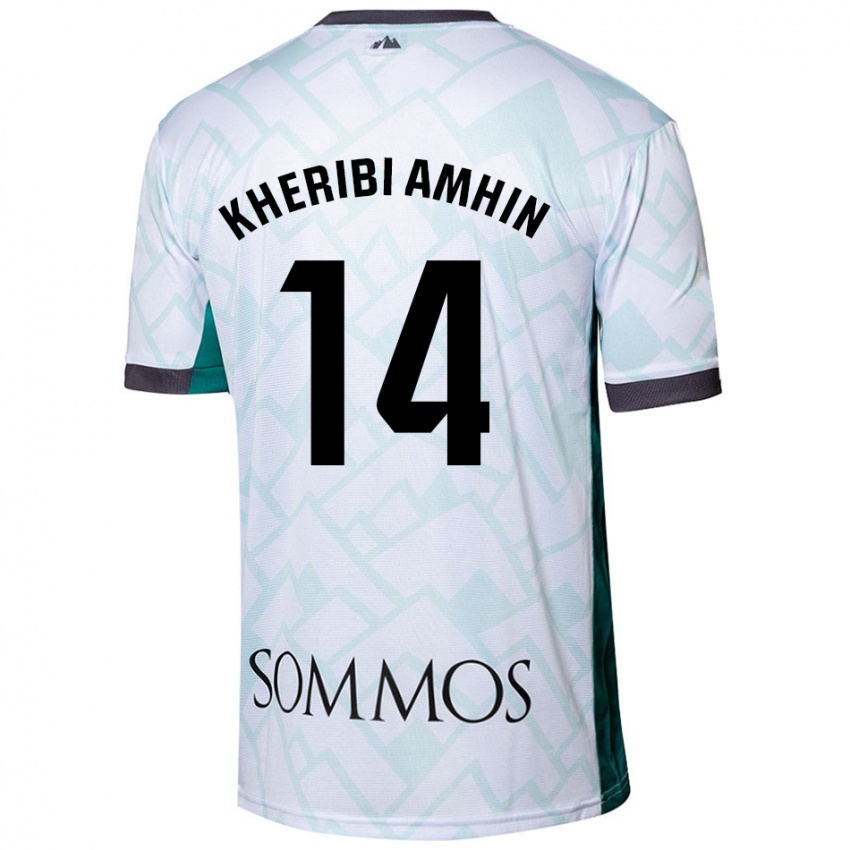 Bambino Maglia Nabil Kheribi Amhin #14 Bianco Verde Kit Gara Away 2024/25 Maglietta