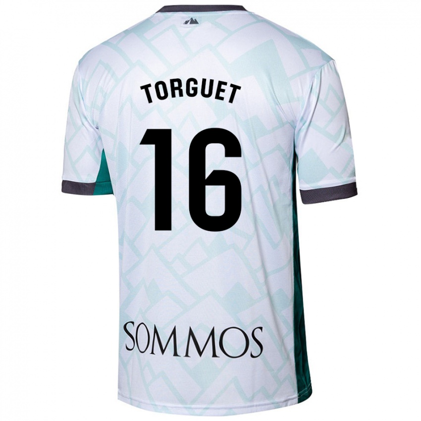 Bambino Maglia Miguel Torguet #16 Bianco Verde Kit Gara Away 2024/25 Maglietta