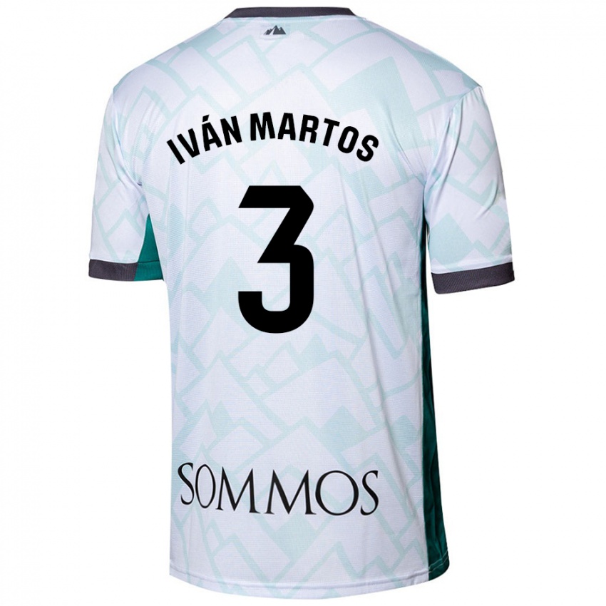 Bambino Maglia Iván Martos #3 Bianco Verde Kit Gara Away 2024/25 Maglietta