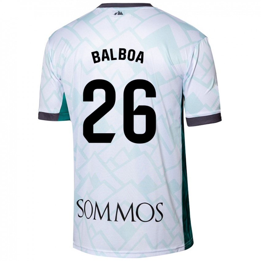 Bambino Maglia Álex Balboa #26 Bianco Verde Kit Gara Away 2024/25 Maglietta