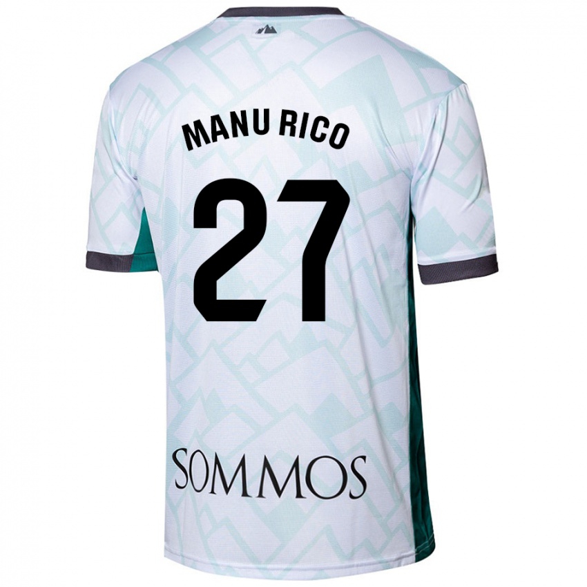 Bambino Maglia Manu Rico #27 Bianco Verde Kit Gara Away 2024/25 Maglietta