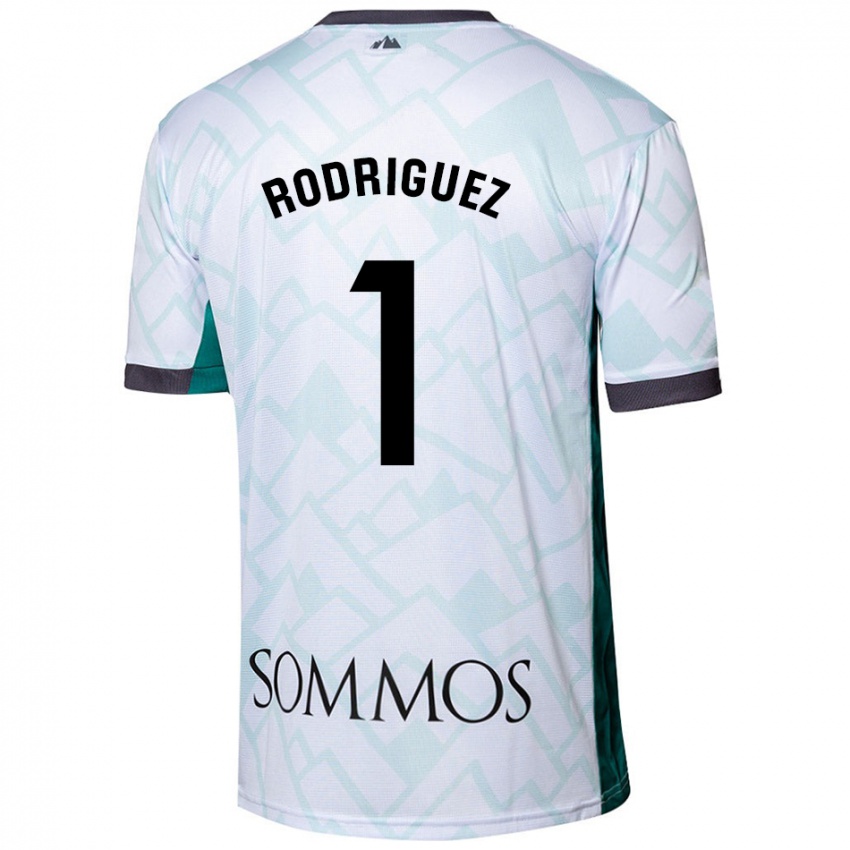 Bambino Maglia Nuria Rodríguez #1 Bianco Verde Kit Gara Away 2024/25 Maglietta