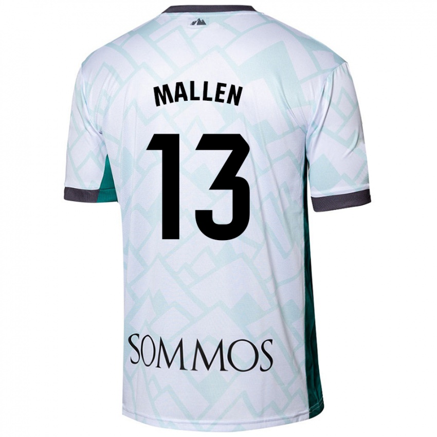 Bambino Maglia Lucía Mallén #13 Bianco Verde Kit Gara Away 2024/25 Maglietta