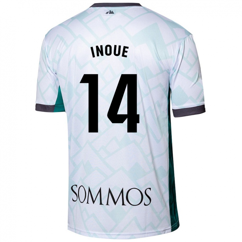 Bambino Maglia Moe Inoue #14 Bianco Verde Kit Gara Away 2024/25 Maglietta