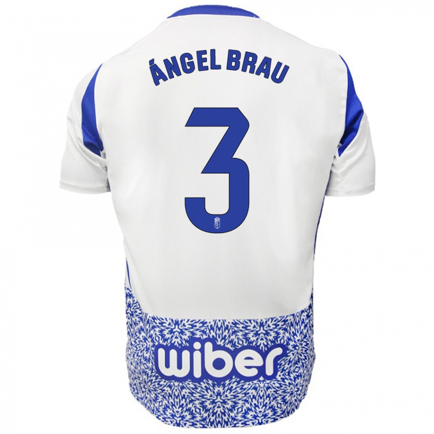 Bambino Maglia Miguel Ángel Brau #3 Bianco Blu Kit Gara Away 2024/25 Maglietta