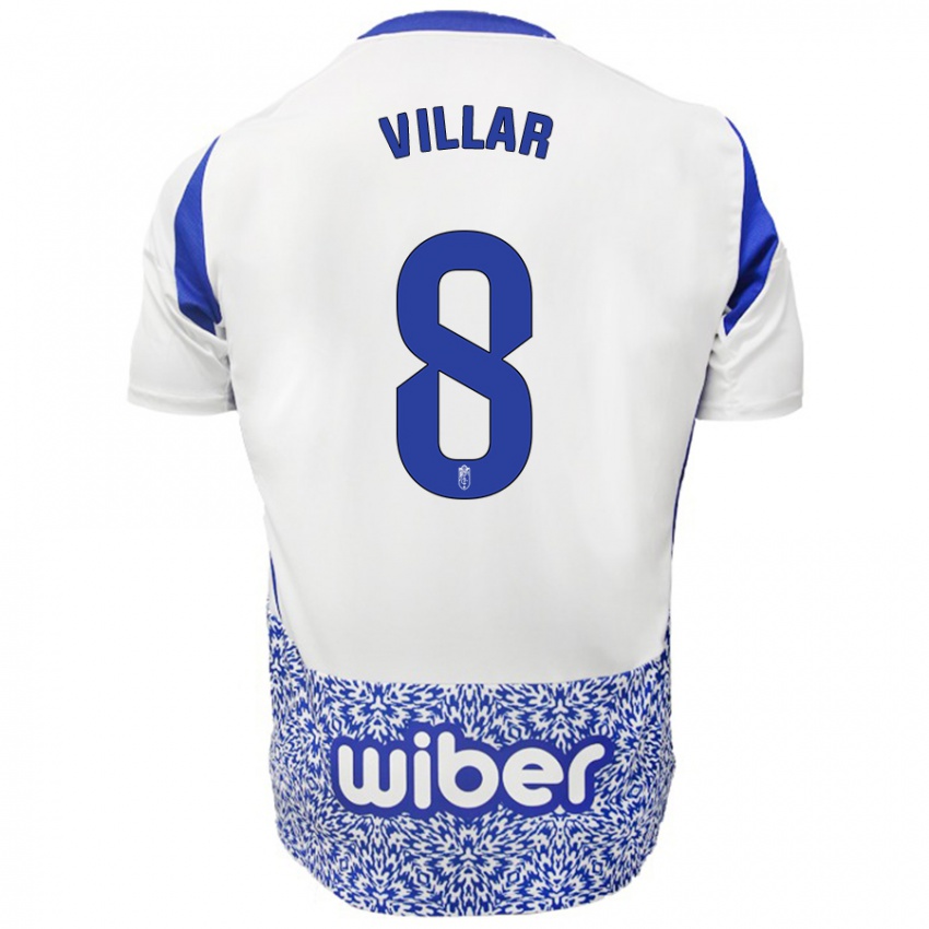 Bambino Maglia Gonzalo Villar #8 Bianco Blu Kit Gara Away 2024/25 Maglietta