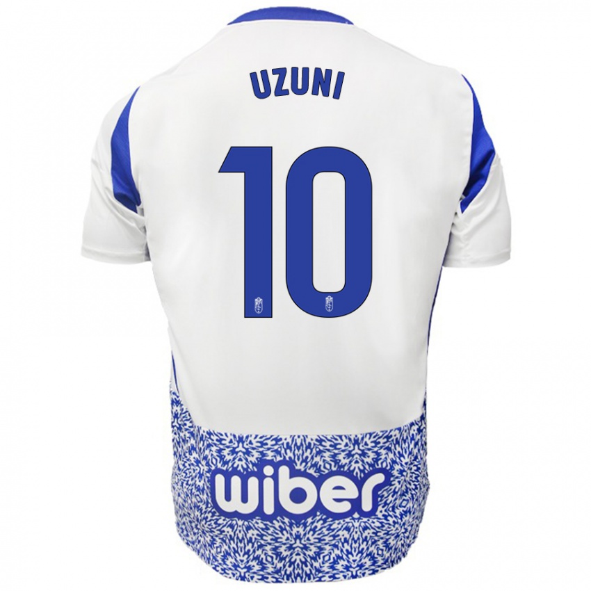 Bambino Maglia Myrto Uzuni #10 Bianco Blu Kit Gara Away 2024/25 Maglietta