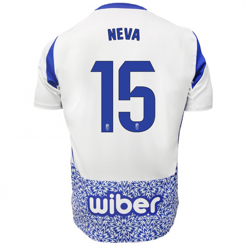 Bambino Maglia Carlos Neva #15 Bianco Blu Kit Gara Away 2024/25 Maglietta