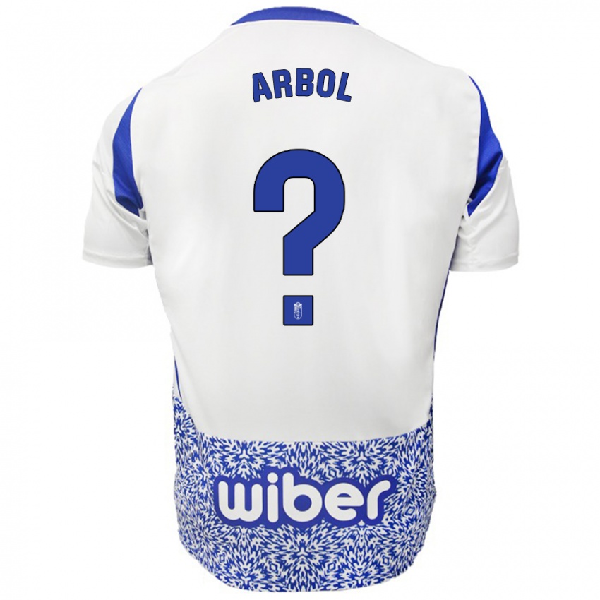 Bambino Maglia Fran Árbol #0 Bianco Blu Kit Gara Away 2024/25 Maglietta