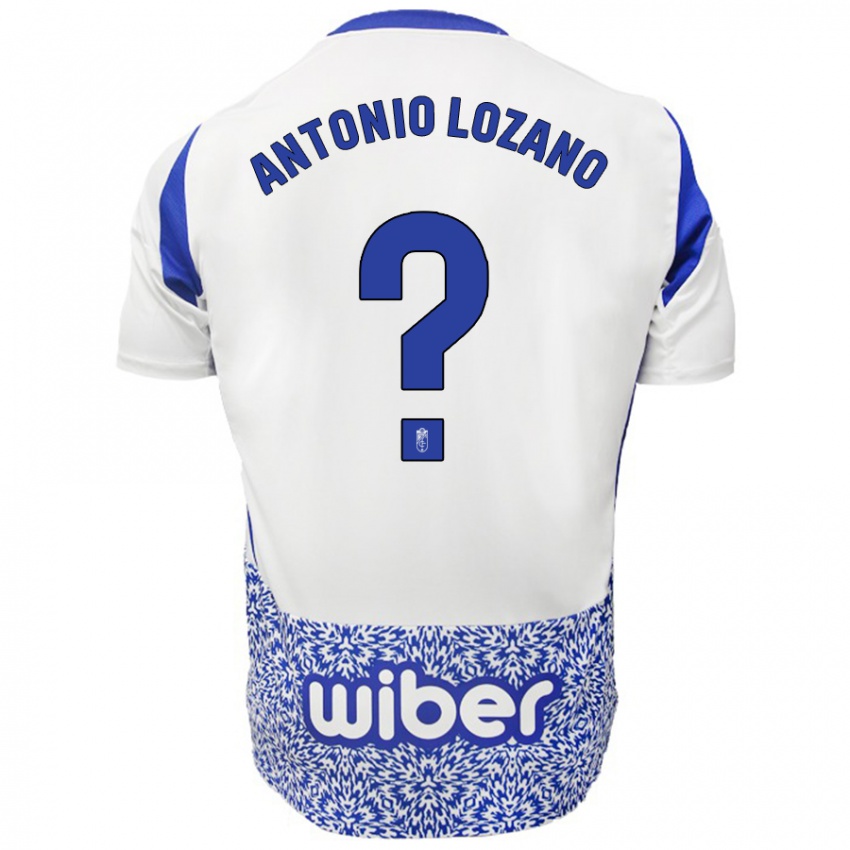 Bambino Maglia José Antonio Lozano #0 Bianco Blu Kit Gara Away 2024/25 Maglietta