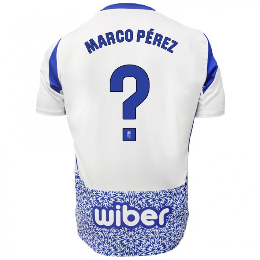 Bambino Maglia Marco Pérez #0 Bianco Blu Kit Gara Away 2024/25 Maglietta