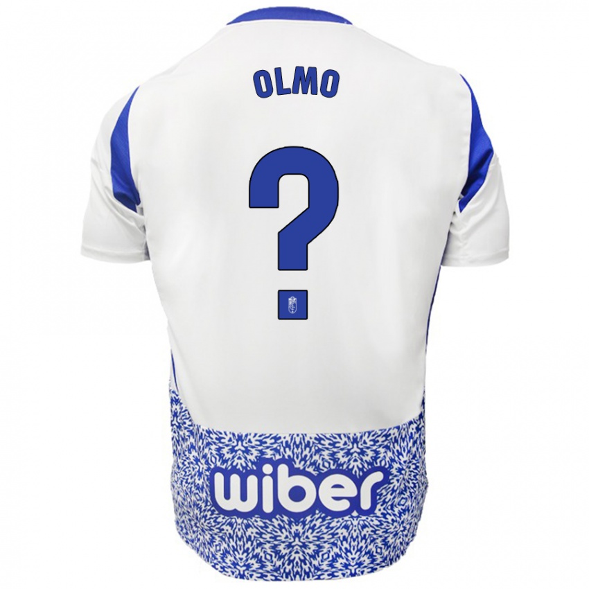 Bambino Maglia Ismael Olmo #0 Bianco Blu Kit Gara Away 2024/25 Maglietta