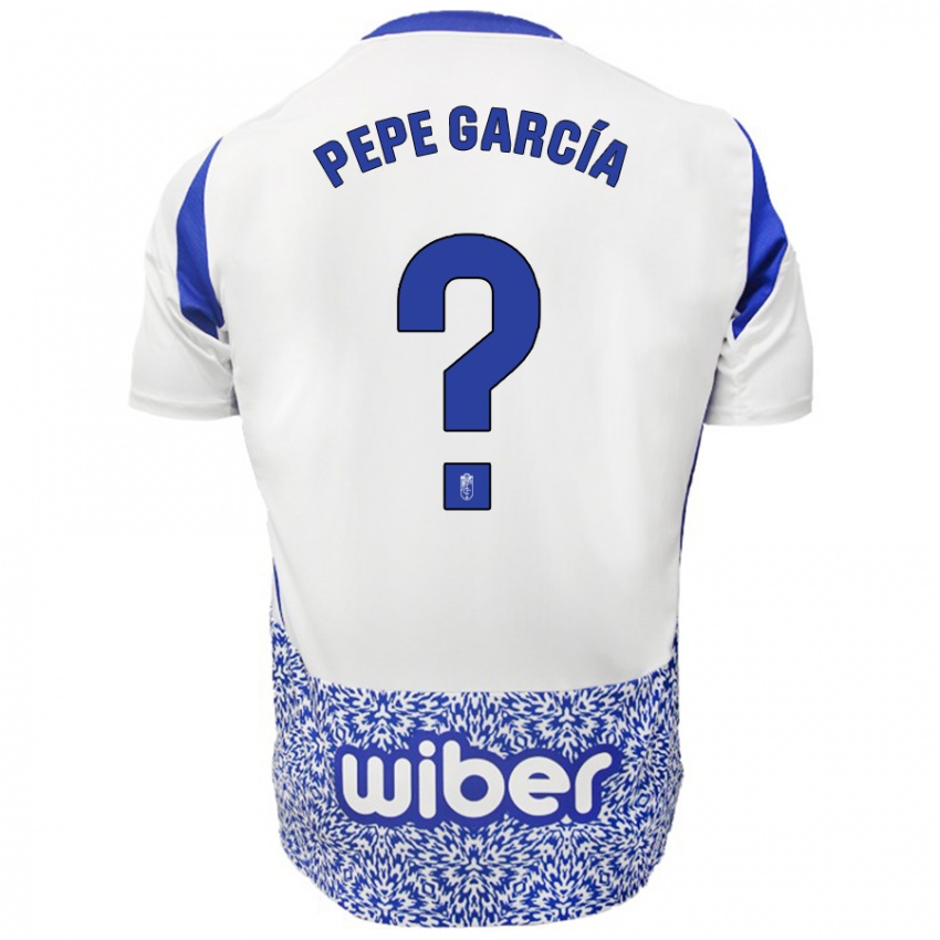 Bambino Maglia Pepe García #0 Bianco Blu Kit Gara Away 2024/25 Maglietta