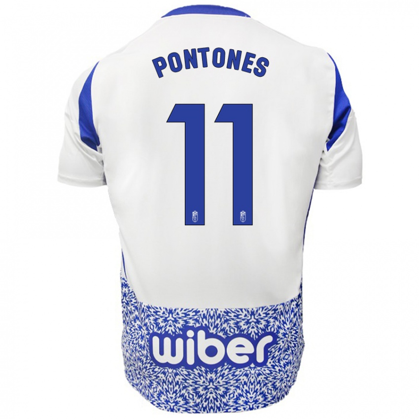 Bambino Maglia Juan Carlos Pontones #11 Bianco Blu Kit Gara Away 2024/25 Maglietta