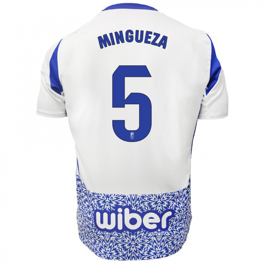 Bambino Maglia Ariadna Mingueza #5 Bianco Blu Kit Gara Away 2024/25 Maglietta