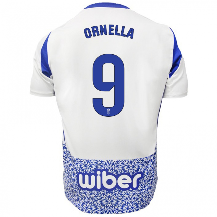 Bambino Maglia Ornella María Vignola Cabot #9 Bianco Blu Kit Gara Away 2024/25 Maglietta