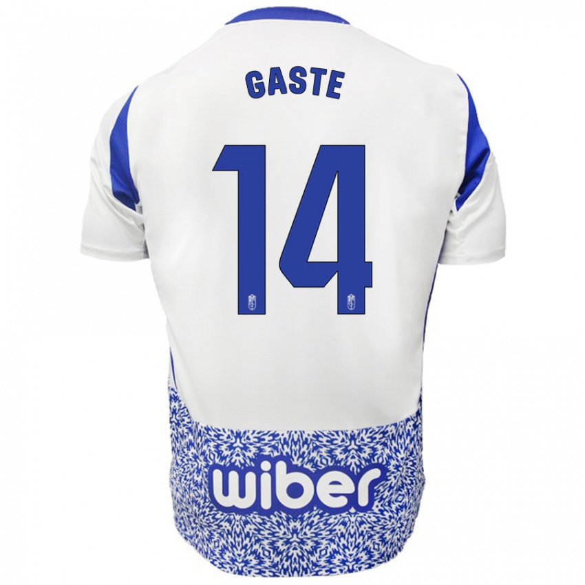 Bambino Maglia Gaste #14 Bianco Blu Kit Gara Away 2024/25 Maglietta