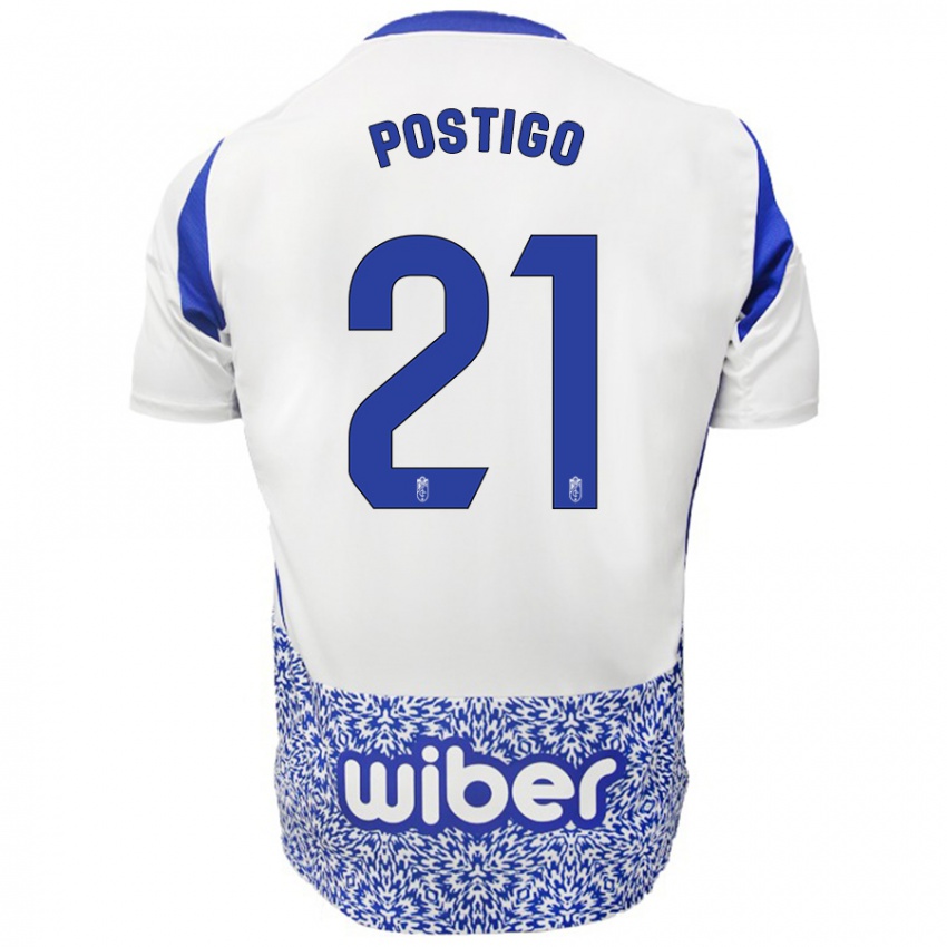 Bambino Maglia Postigo #21 Bianco Blu Kit Gara Away 2024/25 Maglietta