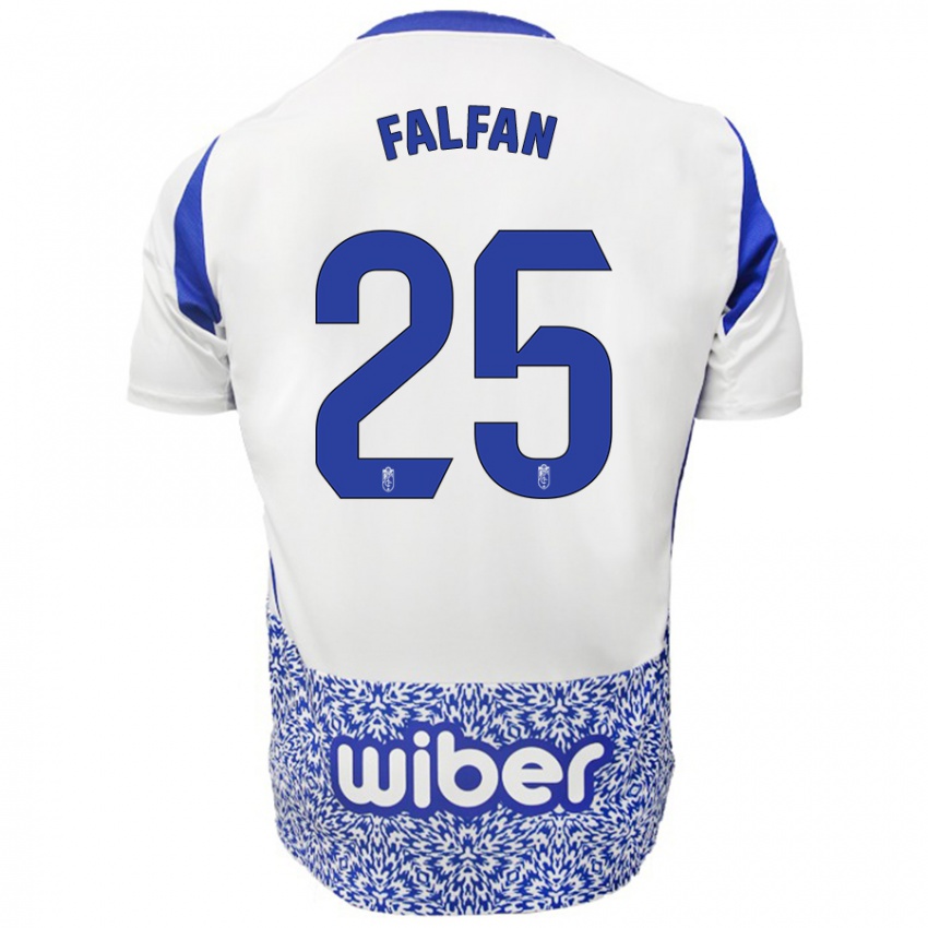 Bambino Maglia Daiana Falfán #25 Bianco Blu Kit Gara Away 2024/25 Maglietta