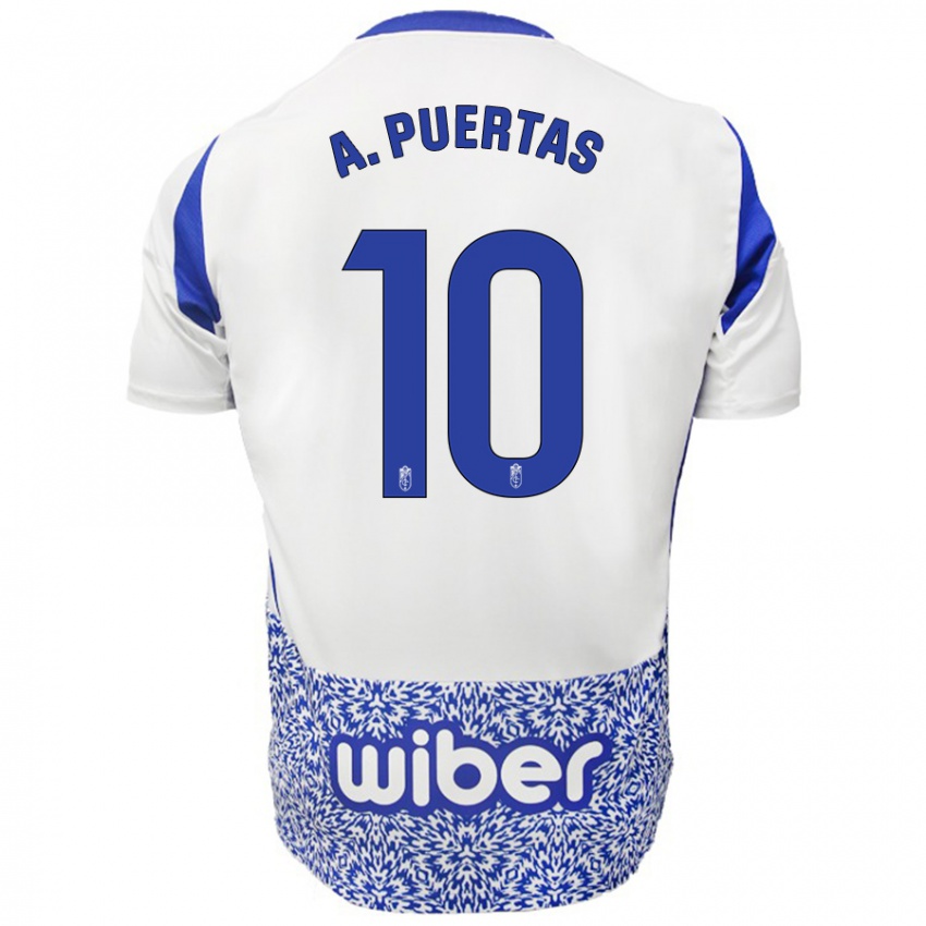 Bambino Maglia Antonio Puertas #10 Bianco Blu Kit Gara Away 2024/25 Maglietta