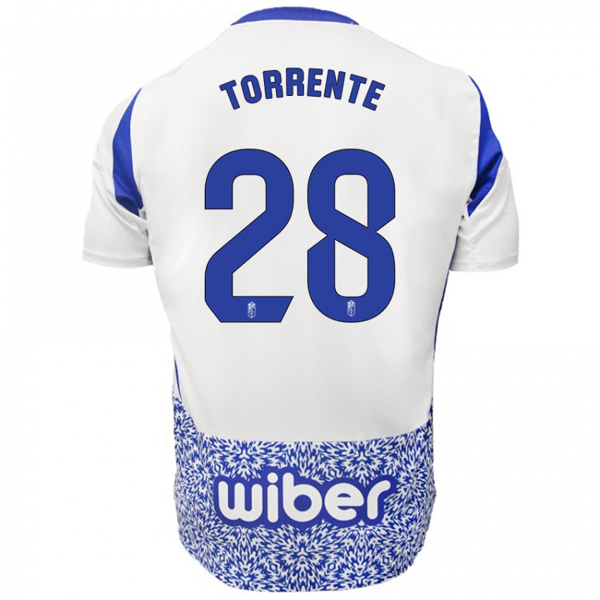 Bambino Maglia Raúl Torrente #28 Bianco Blu Kit Gara Away 2024/25 Maglietta