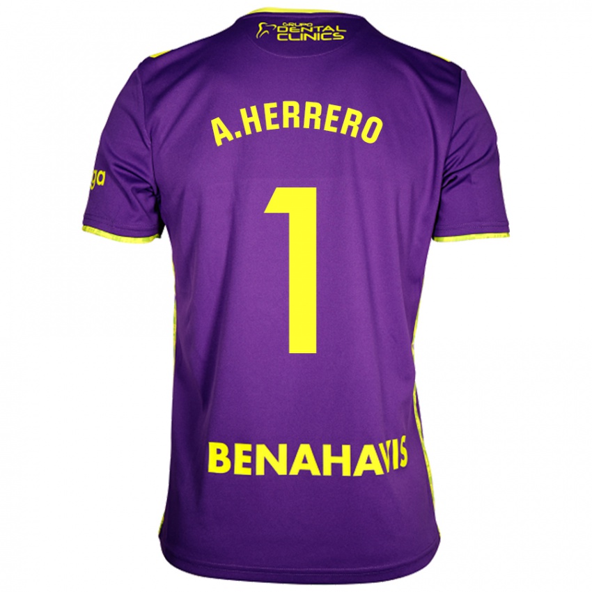 Bambino Maglia Alfonso Herrero #1 Viola Giallo Kit Gara Away 2024/25 Maglietta