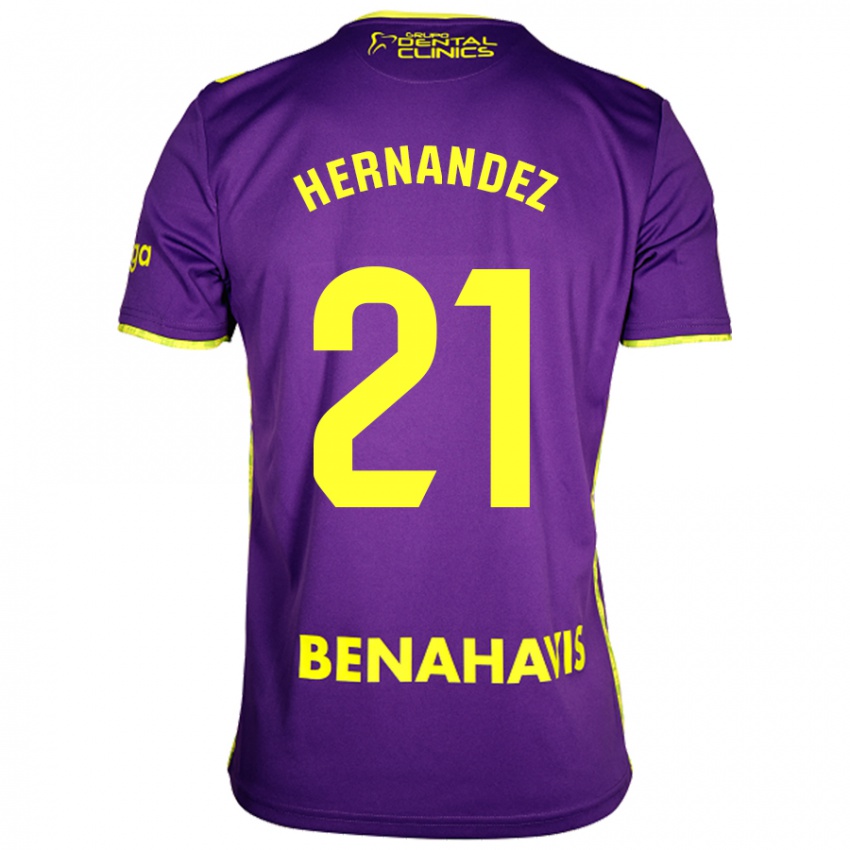 Bambino Maglia Juan Hernández #21 Viola Giallo Kit Gara Away 2024/25 Maglietta