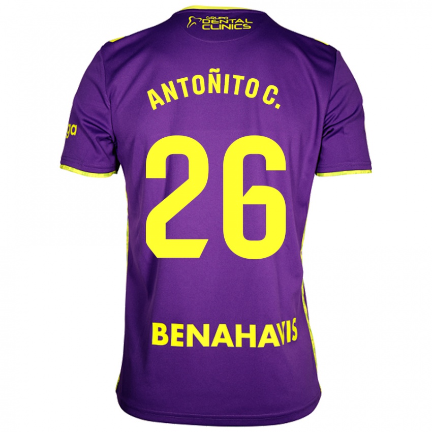 Bambino Maglia Antonio Cordero #26 Viola Giallo Kit Gara Away 2024/25 Maglietta