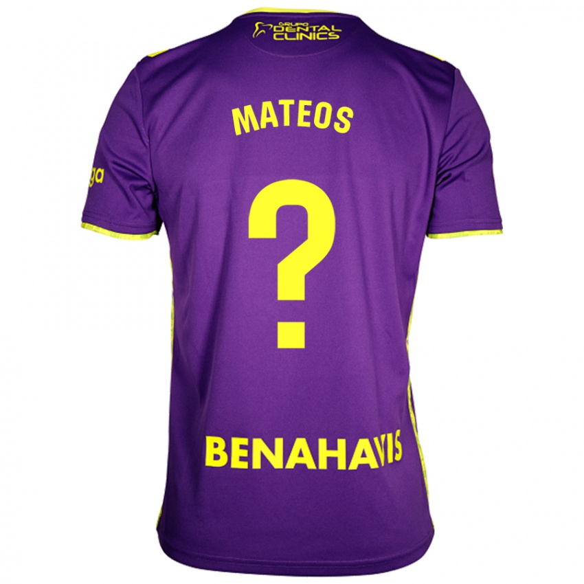 Bambino Maglia Álex Mateos #0 Viola Giallo Kit Gara Away 2024/25 Maglietta