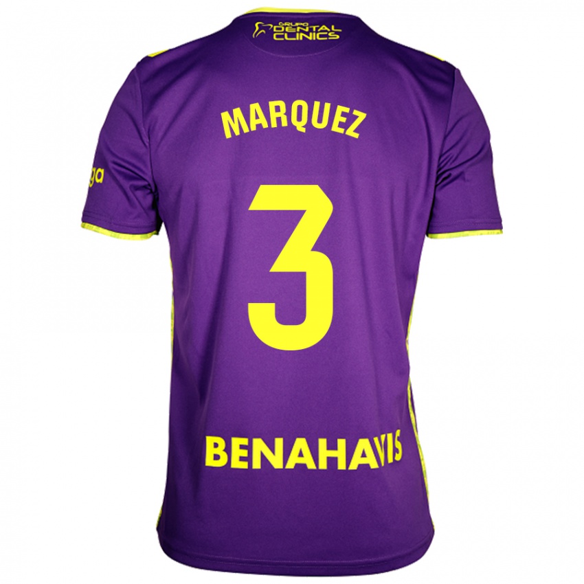 Bambino Maglia David Márquez #3 Viola Giallo Kit Gara Away 2024/25 Maglietta