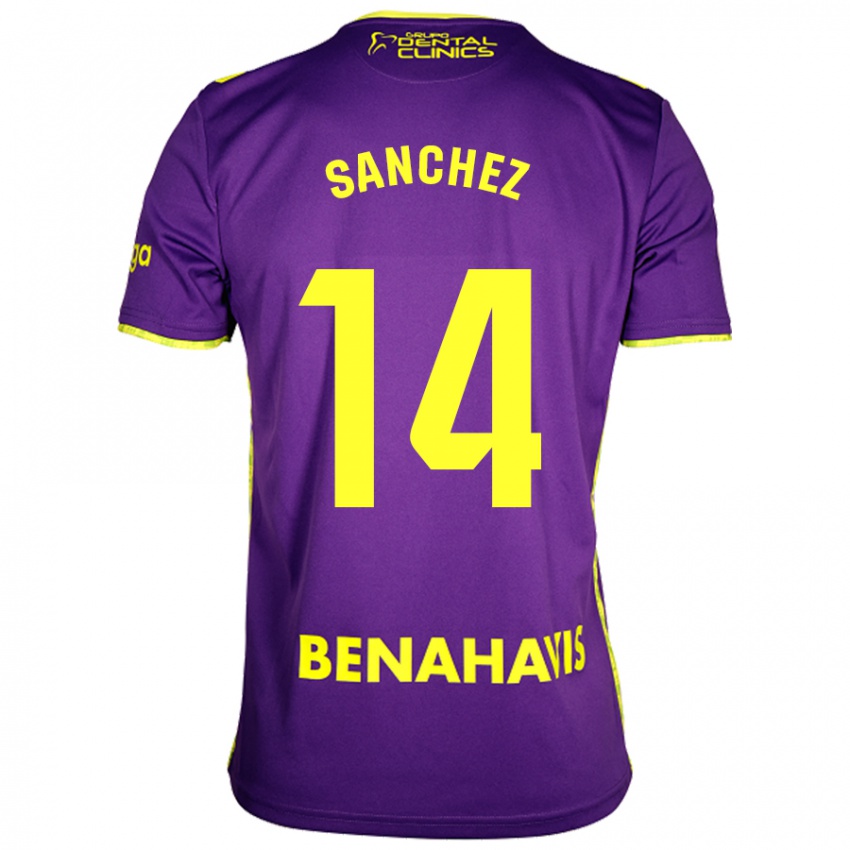 Bambino Maglia Rubén Sánchez #14 Viola Giallo Kit Gara Away 2024/25 Maglietta