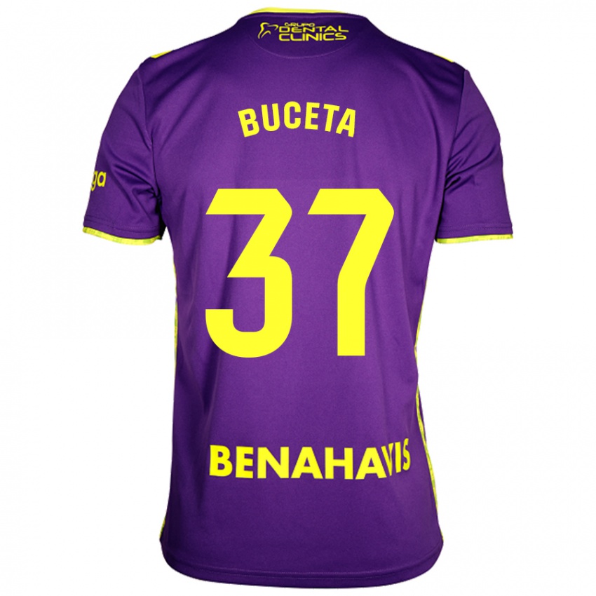 Bambino Maglia Ana Buceta #37 Viola Giallo Kit Gara Away 2024/25 Maglietta