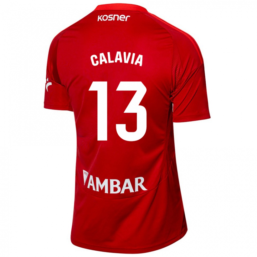 Bambino Maglia Carlos Calavia #13 Bianco Blu Kit Gara Away 2024/25 Maglietta