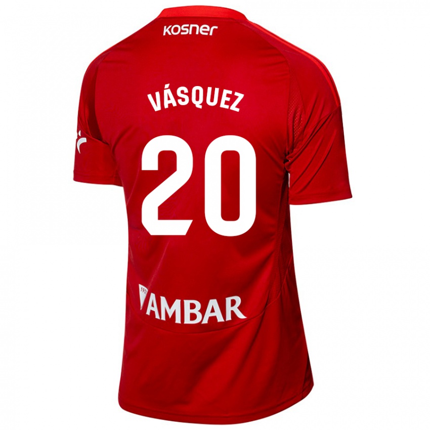 Bambino Maglia José Vásquez #20 Bianco Blu Kit Gara Away 2024/25 Maglietta