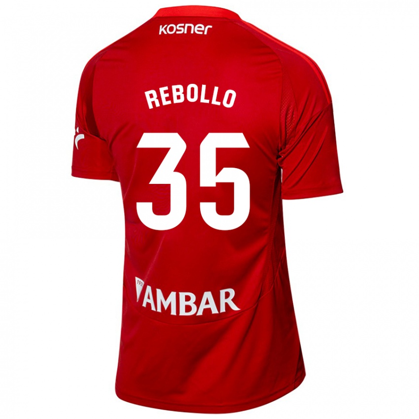 Bambino Maglia Dani Rebollo #35 Bianco Blu Kit Gara Away 2024/25 Maglietta