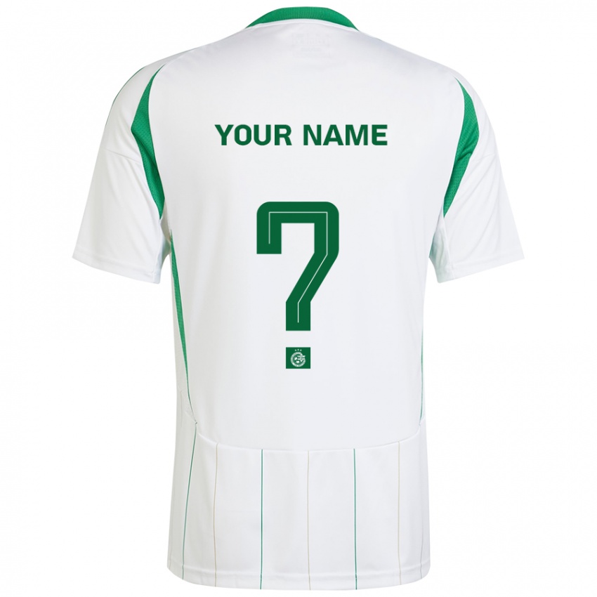 Bambino Maglia Il Tuo Nome #0 Bianco Verde Kit Gara Away 2024/25 Maglietta