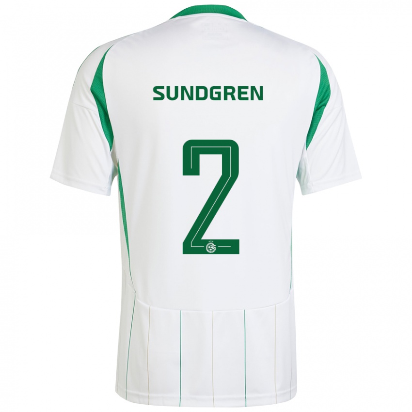 Bambino Maglia Daniel Sundgren #2 Bianco Verde Kit Gara Away 2024/25 Maglietta