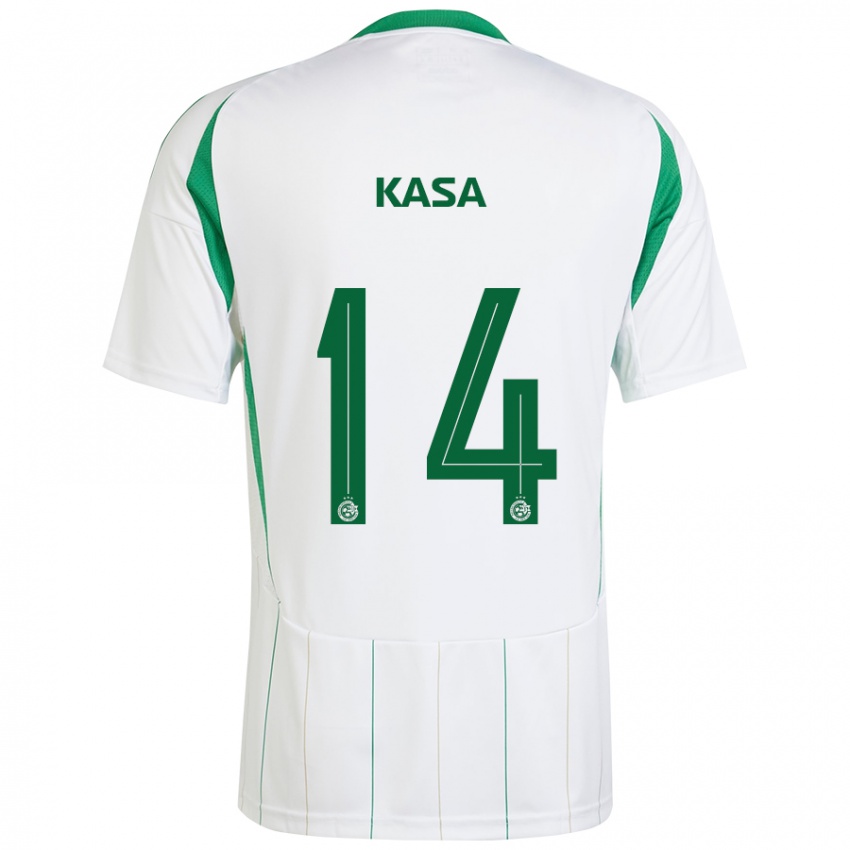 Bambino Maglia Lior Kasa #14 Bianco Verde Kit Gara Away 2024/25 Maglietta