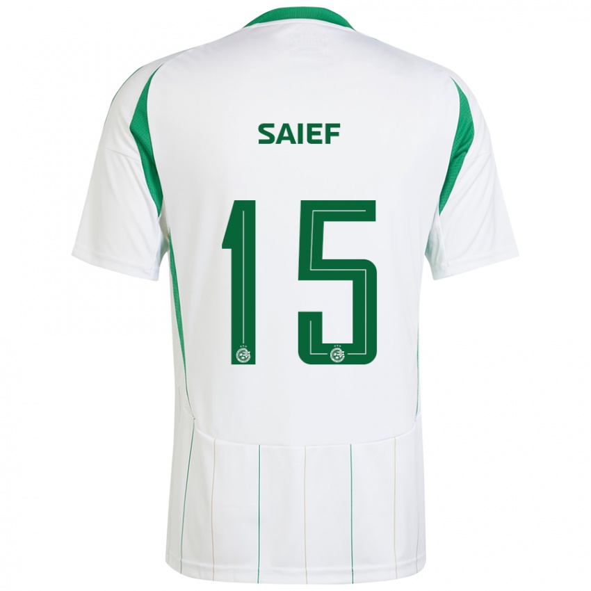 Bambino Maglia Kenny Saief #15 Bianco Verde Kit Gara Away 2024/25 Maglietta