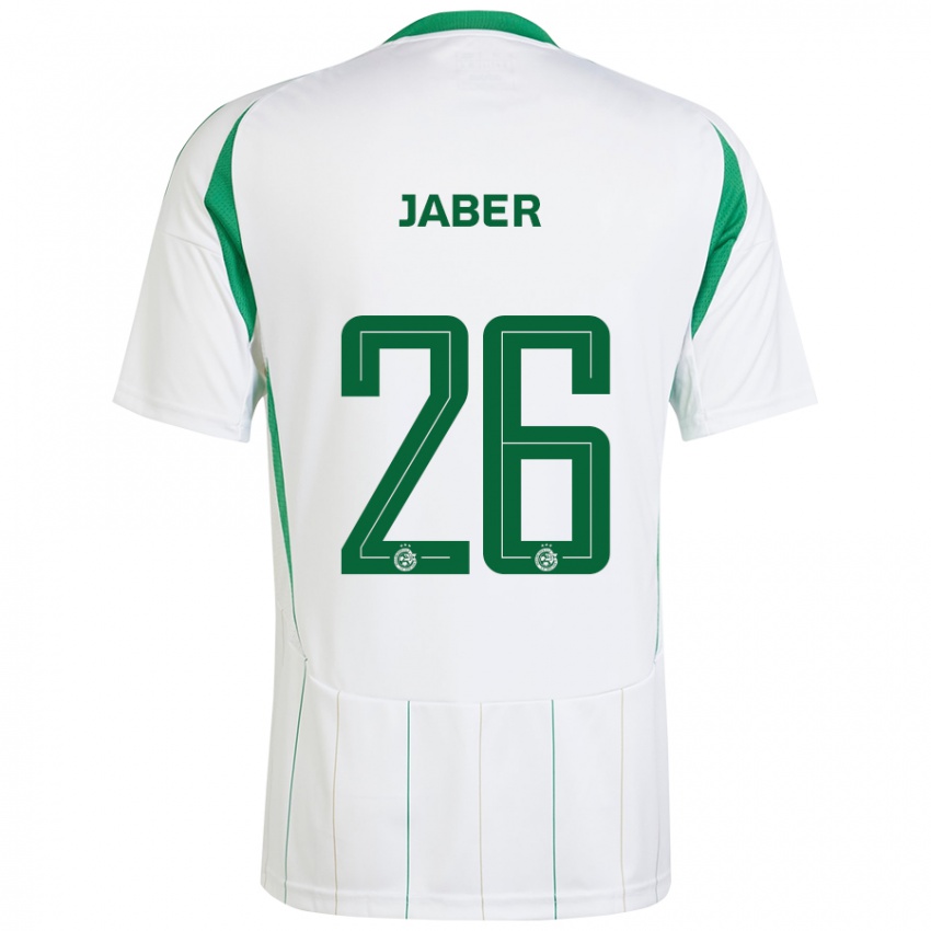 Bambino Maglia Mahmoud Jaber #26 Bianco Verde Kit Gara Away 2024/25 Maglietta