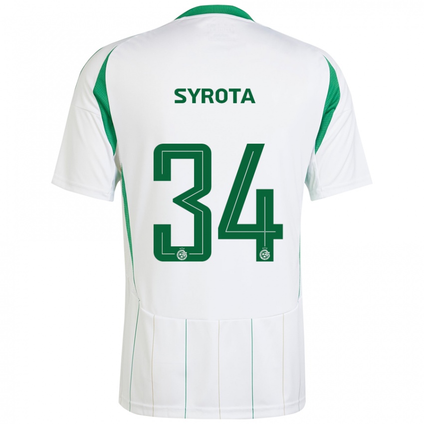 Bambino Maglia Oleksandr Syrota #34 Bianco Verde Kit Gara Away 2024/25 Maglietta