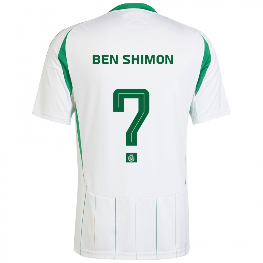 Bambino Maglia Elad Ben Shimon #0 Bianco Verde Kit Gara Away 2024/25 Maglietta