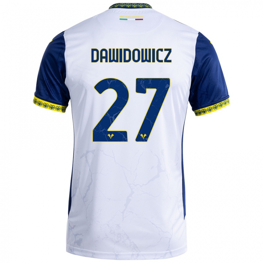 Bambino Maglia Pawel Dawidowicz #27 Bianco Blu Kit Gara Away 2024/25 Maglietta