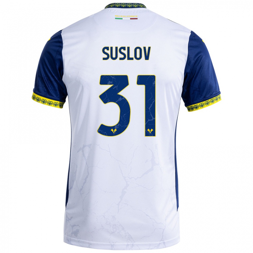 Bambino Maglia Tomas Suslov #31 Bianco Blu Kit Gara Away 2024/25 Maglietta