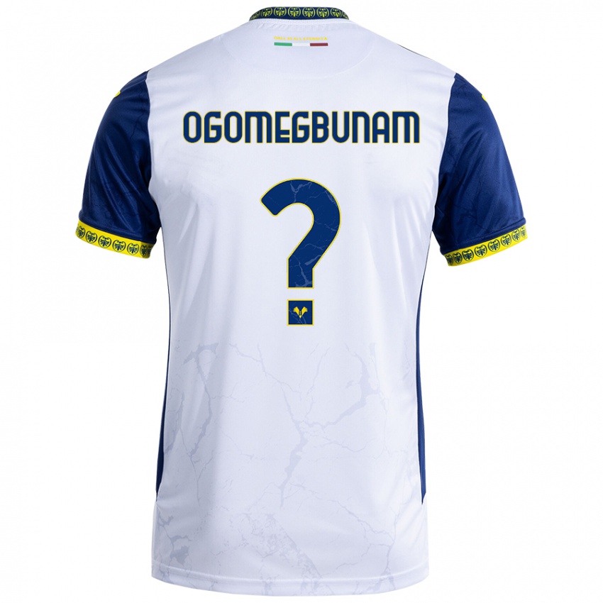 Bambino Maglia Izu Ogomegbunam #0 Bianco Blu Kit Gara Away 2024/25 Maglietta